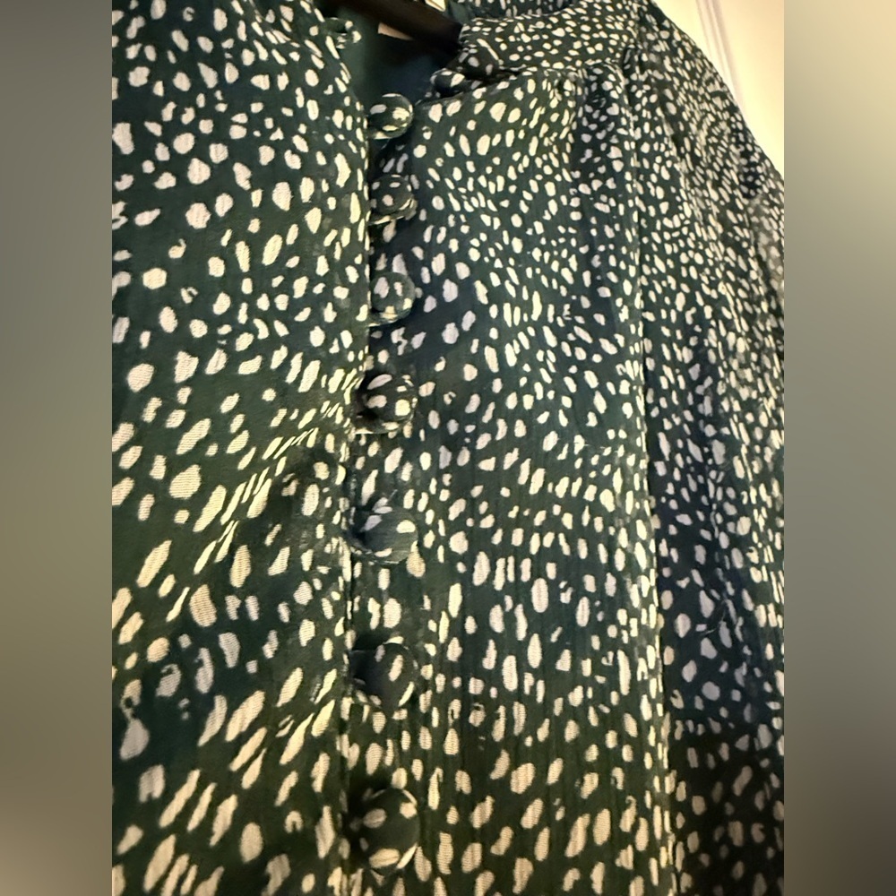 Joie Arctic Balloon Sleeve Mini Dress Green Womens XL  Preppy Elegant Fall New - Picture 6 of 11